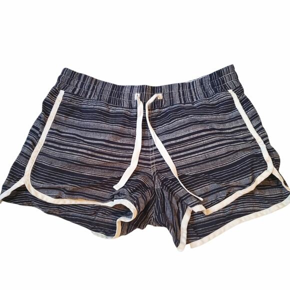 Athleta Jacquard Sandbar Shortie 100% Linen Striped Shorts Women's Size 4 Navy - Picture 2 of 16